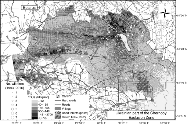 Figure 13. Wildfire history in the Chernobyl Exclusion Zone (CEZ).