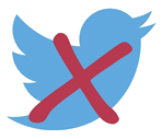 Image of a social media bird with an X across it.  It represents do not share on social media networks.