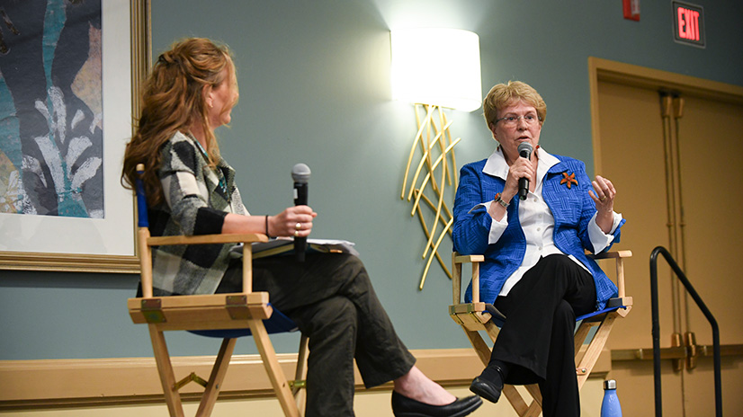 Two speakers discuss a topic.