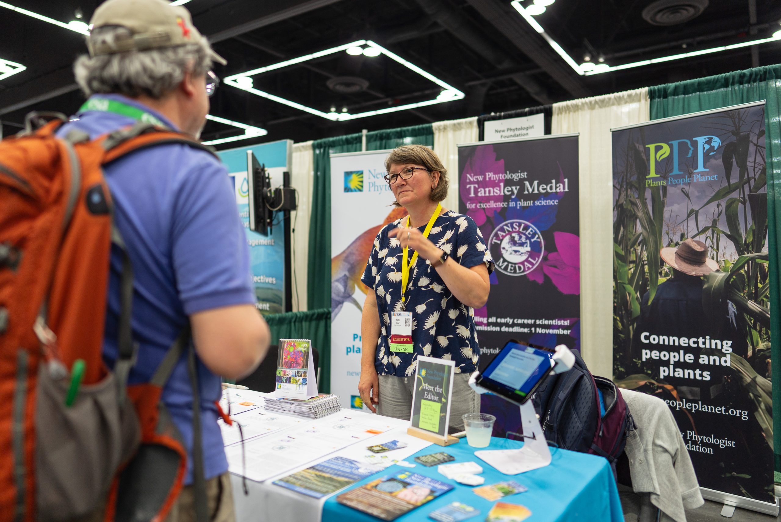 New Phytologist Foundation booth at the 2023 ESA Annual meeting. The foundation is a consistent Gold Sponsor of ESA Annual Meetings.