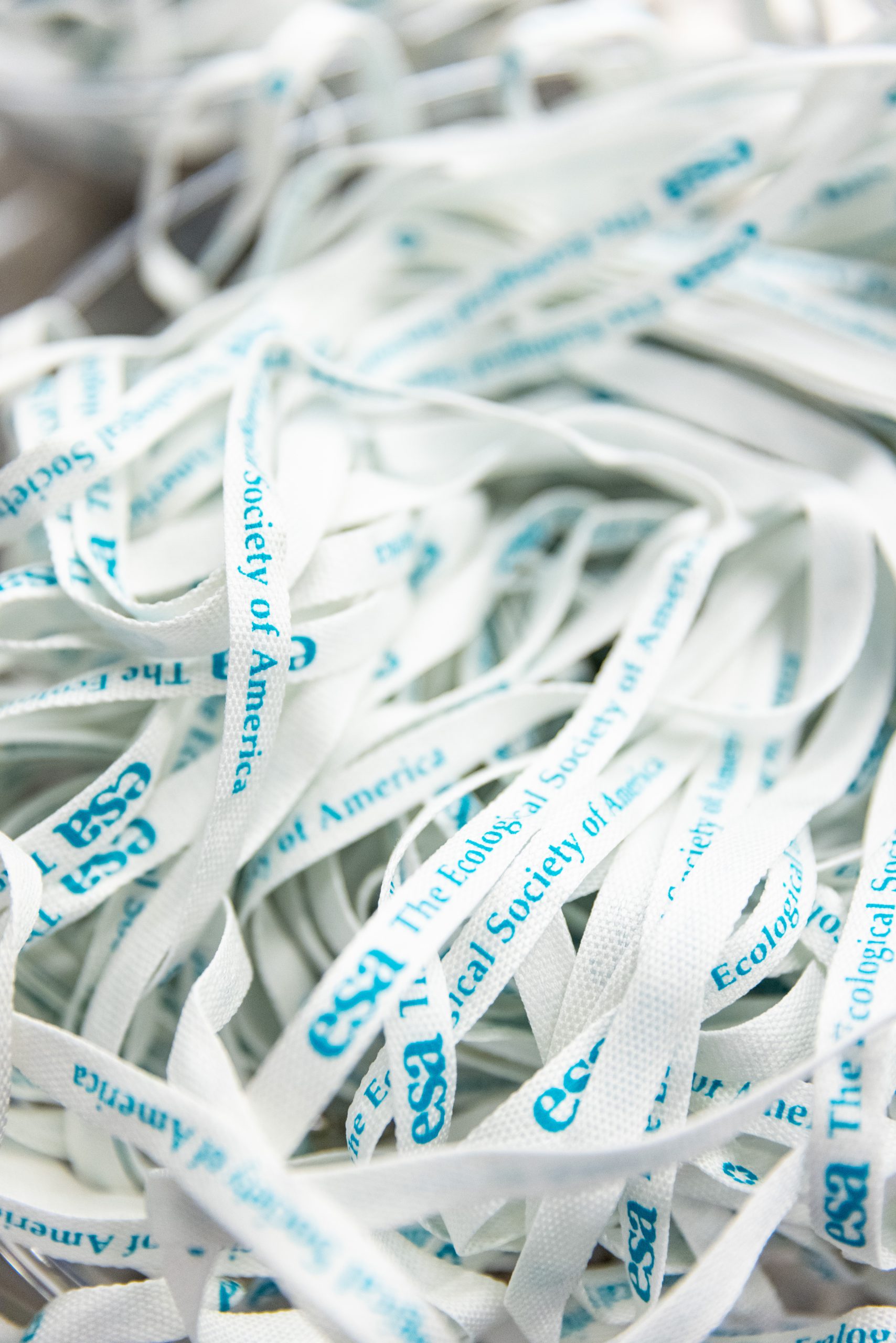 A collection of neck lanyards for the ESA annual meeting.