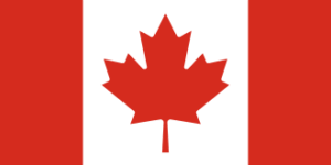 Official logo of Canada includes a red maple leaf on a white background and red vertical stripes on either side.