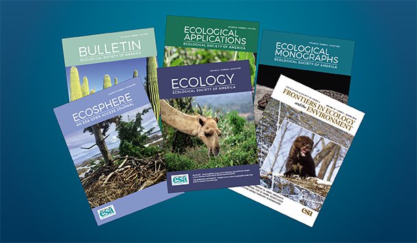 An array of ESA Journal Covers.