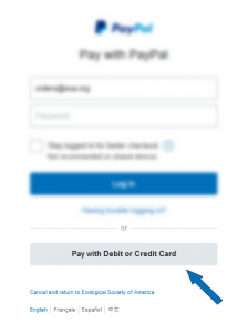 Image which demonstrates how to pay with a credit card using Pay Pal.