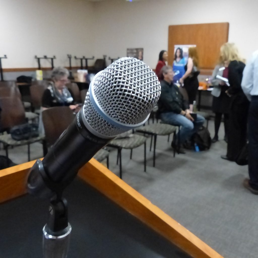 A microphone represents a speaker.