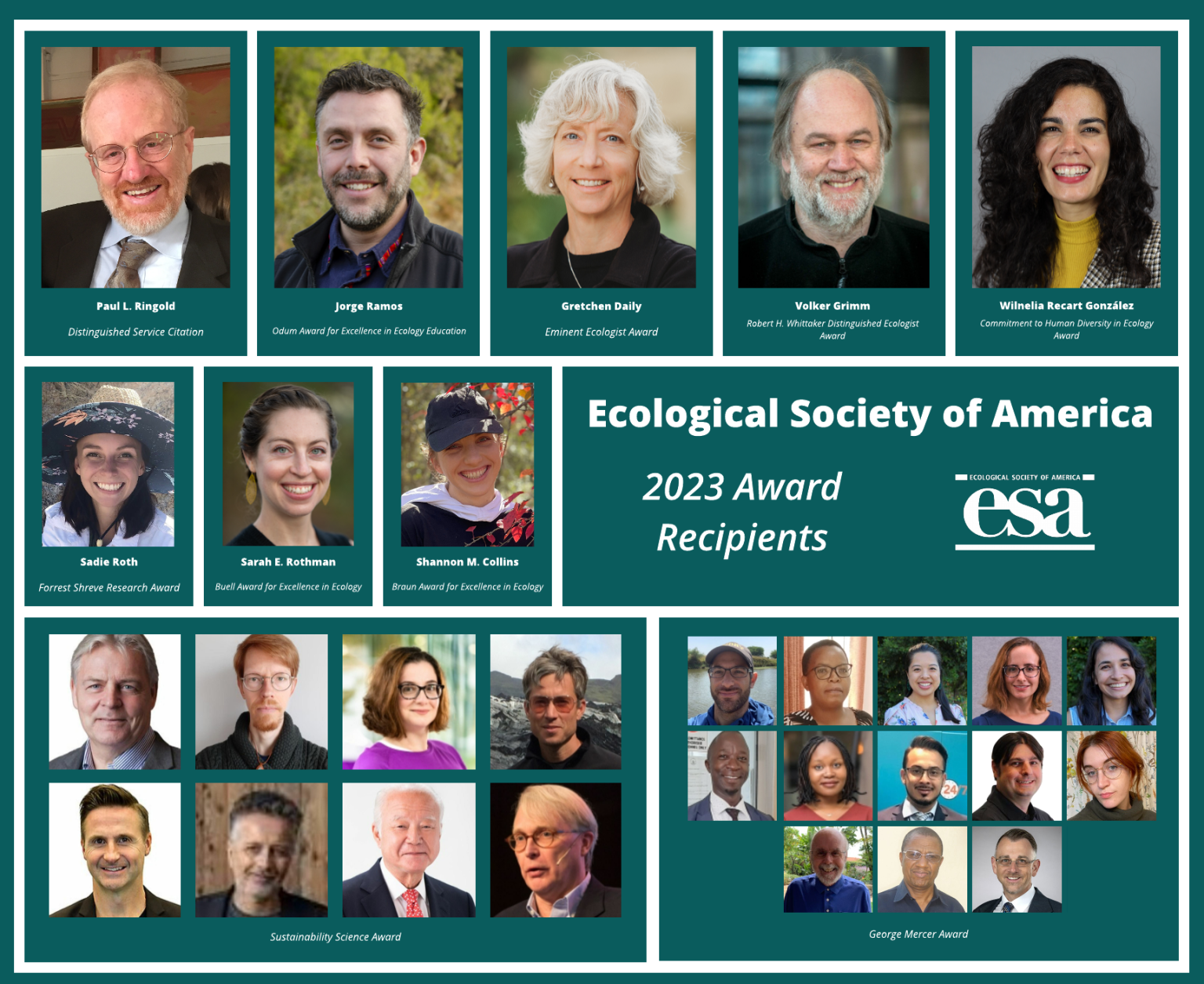 ESA Announces Recipients of 2023 Awards The Ecological Society of America