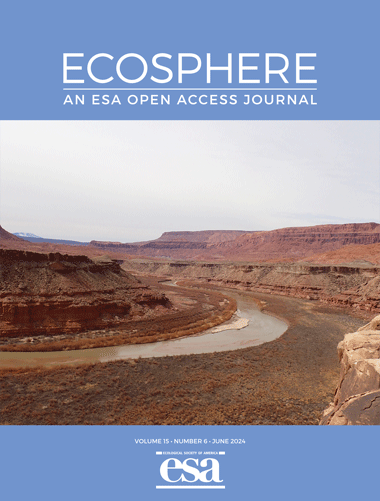 Ecosphere cover with a photo of the lower San Juan River in southern Utah, USA