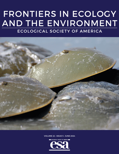 Frontiers cover with photo of horseshoe crabs