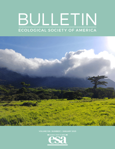 Bulletin cover with photo of abandoned pasture near Volcán Cacao in Costa Rica