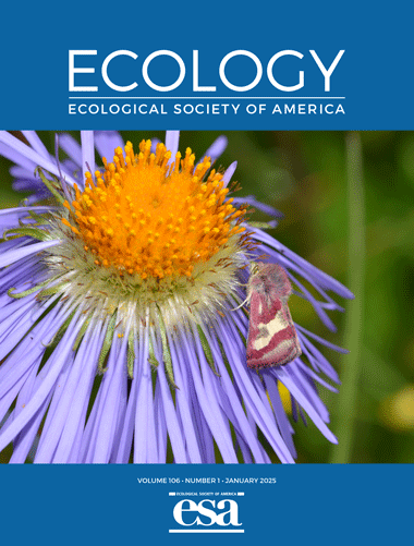 Ecology cover with photo of Aster souliei, a flowering “magnet species”