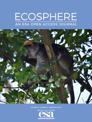 Ecosphere cover with a photo of an Ugandan red colobus