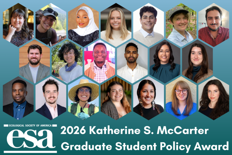 Images of the 20 recipients of the ESA Katherine S. McCarter Graduate Student Policy Award