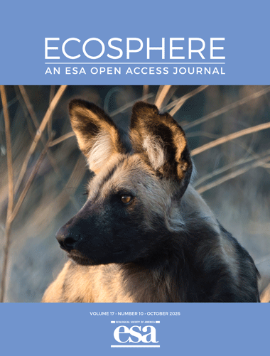 Ecosphere's October 2026 cover with a photo of an African wild dog